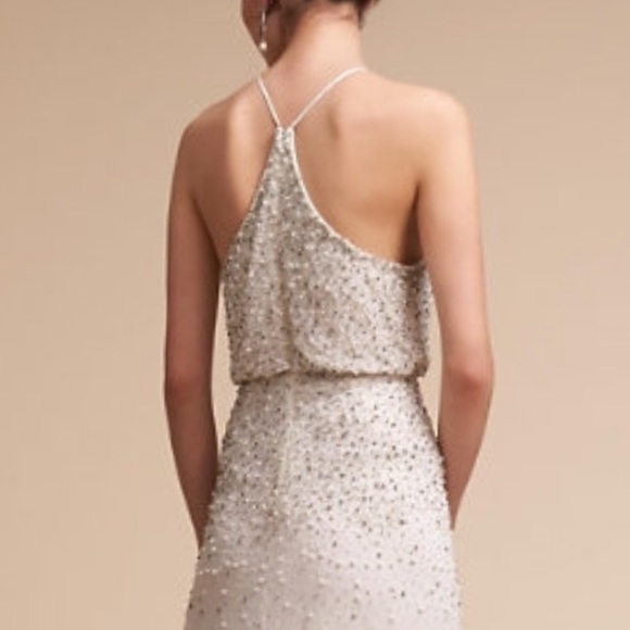 New BHLDN Rian 2 & 12 Off White Embellished Beads Pearls Chiffon Wedding Gown - Picture 3 of 10